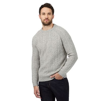 Big and tall natural cable knit jumper with wool